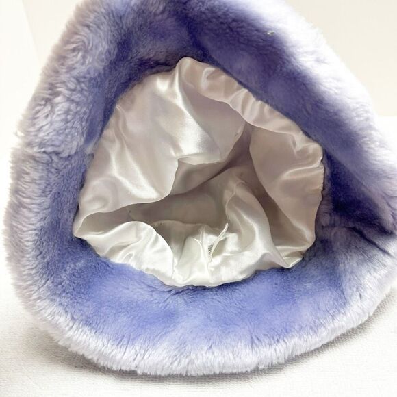 Girls Fuzzy Purple Bucket Hat Y2K - Picture 3 of 4